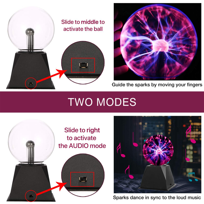 Gresus 5 Inch Magic Plasma Ball Lamp - Touch & Sound Sensitive Interactive Plasma Lamp Nebula Sphere Globe, Science Educational Gift for Decorations/Parties/Bedroom - NewNest Australia