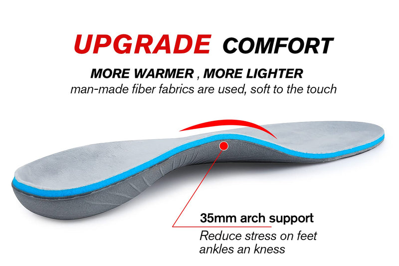 Warm Fiber Material Arch Support Orthopedic Insole,Alleviating Foot Soreness of Men and Women, Flat Feet,Plantar Fasciitis,Suitable for Sports Shoes and Work Shoes (Size:UK-13,12.2",Gray) UK-13-31CM--12.2" Grey - NewNest Australia