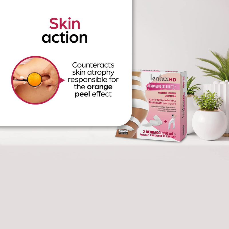 Agocap Draining Bandages Legs HD, with Longan fruits and Caffeine. Bandage treatment with reshaping and toning action. 2 draining bandages with 250 ml active ingredient + FREE cartene pants HD Bandage - NewNest Australia