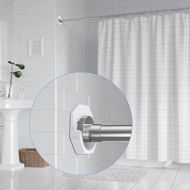 Adhesive Shower Curtain Rod Tension Holder,Shower Rod Holder, Shower Curtain Rod Holder for Wall,Rod Retainer,Shower Rod Mount Retainer | No Drilling | Stick On | 2 Pack(Shower Curtain Rod Not Included) Polygon white - NewNest Australia