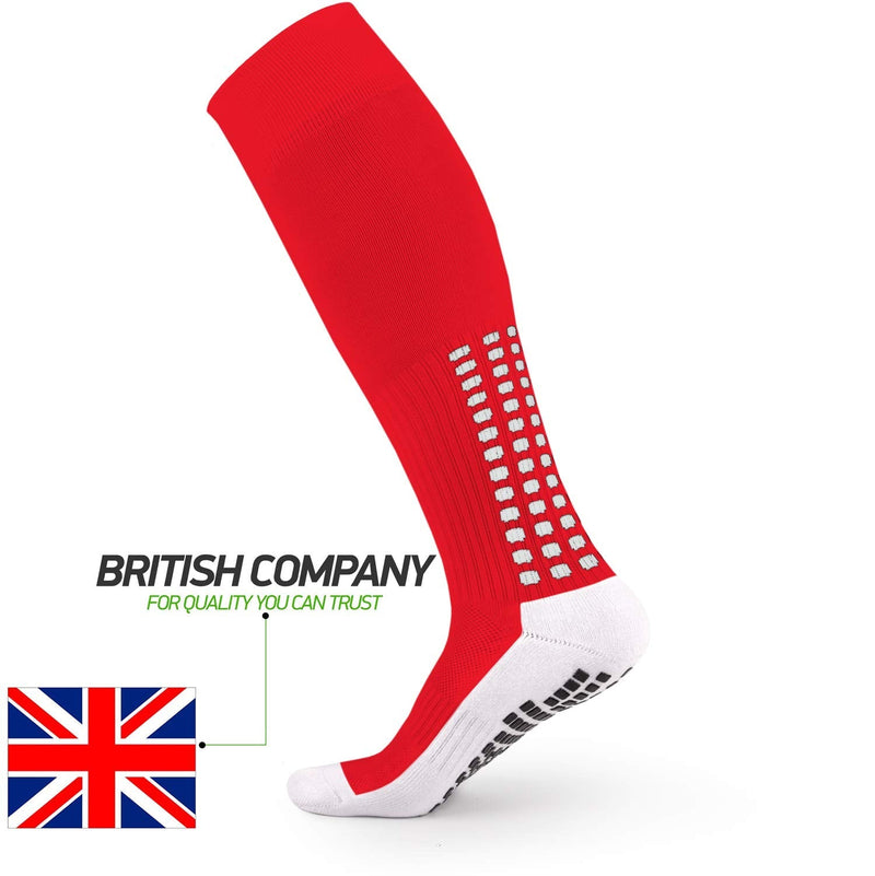 LUX Anti Slip Soccer Knee Socks,Non Slip Football/Basketball/Hockey Sports Grip Socks Red - NewNest Australia