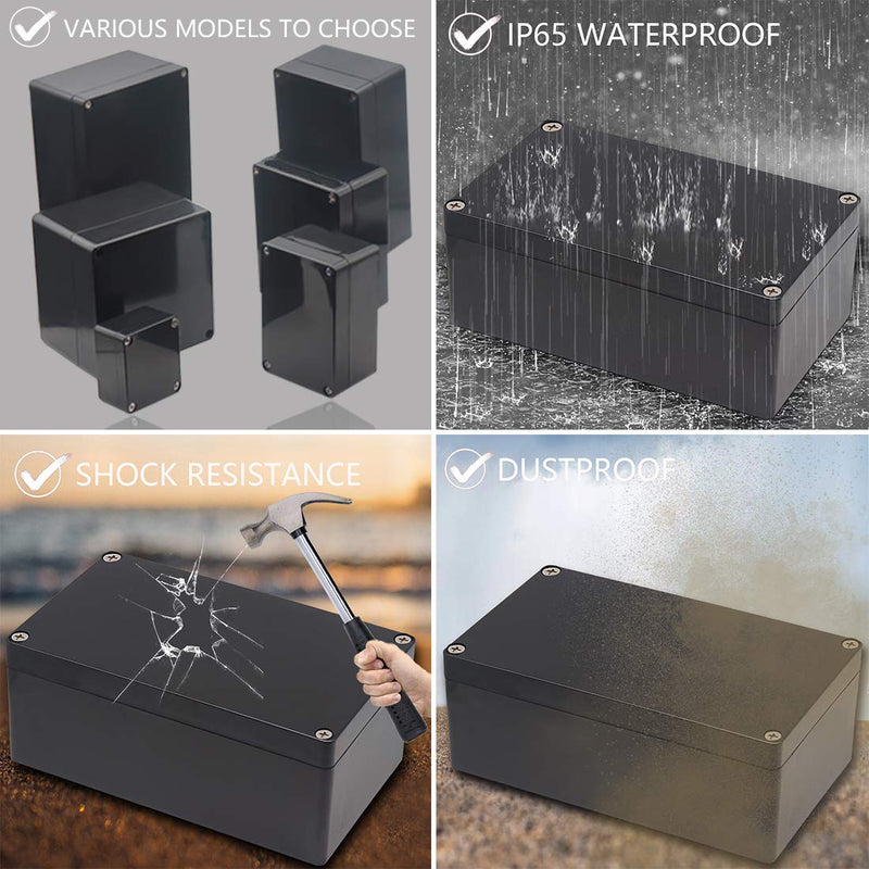 Junction Box, Zulkit Project Box IP65 Waterproof Dustproof ABS Plastic Electrical Boxes Electronic Enclosure Black 6.3 x 4.3 x 3.5 inch(160 x 110 x 90 mm)(Pack of 1) 6.3" x 4.3" x 3.5"(Pack of 1) - NewNest Australia