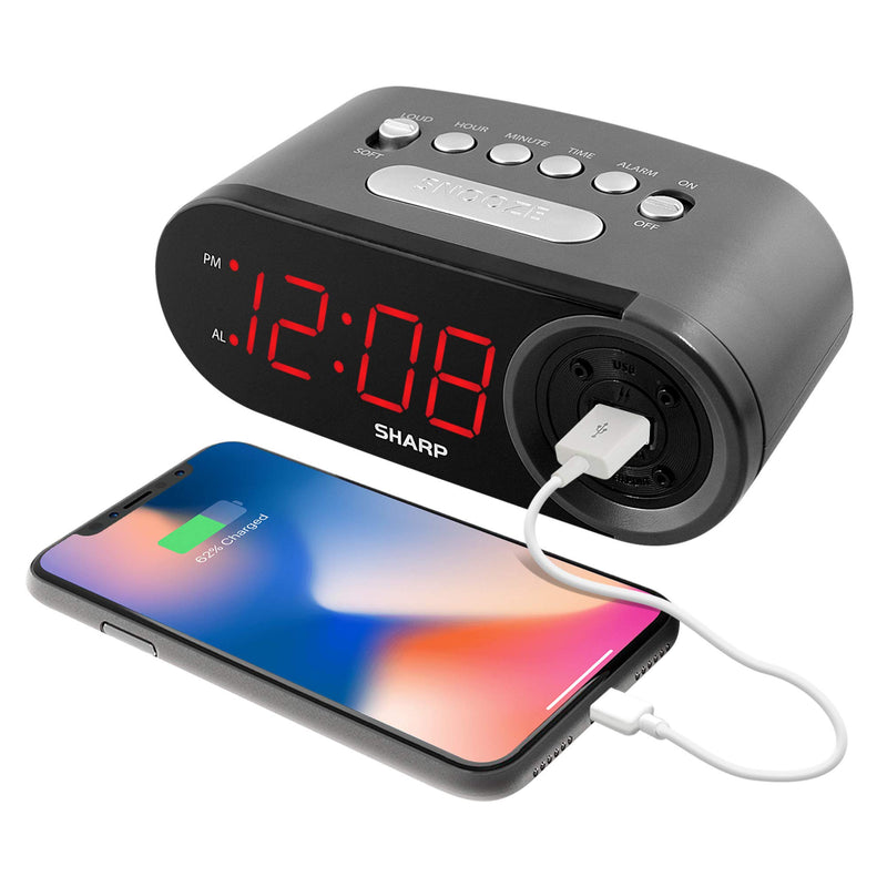 NewNest Australia - SHARP Digital Easy to Read Alarm Clock with 2 AMP High-Speed USB Charging Power Port - Charge your phone, tablet with a high speed charge! Simple, Easy to Use Operation 