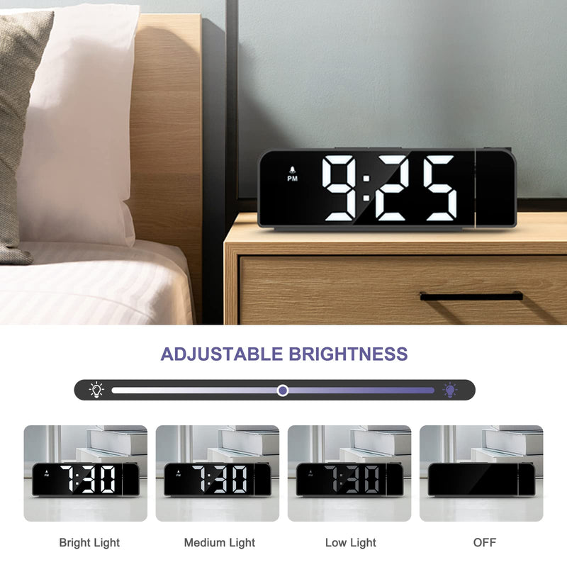 JXTZ Projection Alarm Clock, Alarm Clocks with Projection on Ceiling with 7.9" Large Display, LED Digital Clock with 4 Level Brightness, Snooze, Night Mode, Temperature, Clock for Bedroom Living Room - NewNest Australia