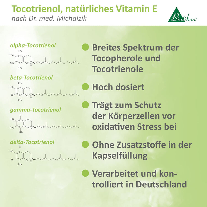 Tocotrienol natural vitamin E Dr. med. Michalzik - Tocotrienol [110 mg] + Gamma-Toc. [52.5 mg] + Delta Toc. [16 mg] - without additives - from BIOTIKON® - NewNest Australia