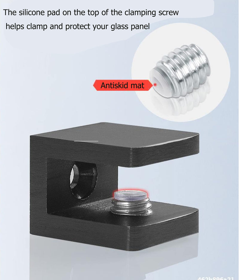 XAT Brass Glass Clamp,UClamp for Fixing Glass Panel and Door of Shower,Suitable for 610mm Glass,Black,4 Pack, Black 0610mm Black 06-10mm - NewNest Australia