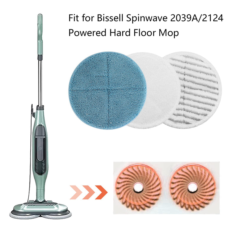 GreeSuit 6 Pack Steam Spin Mop Pads Replacement Set Compatible with Bissell Spinwave 2039A 2124 6-pack - NewNest Australia