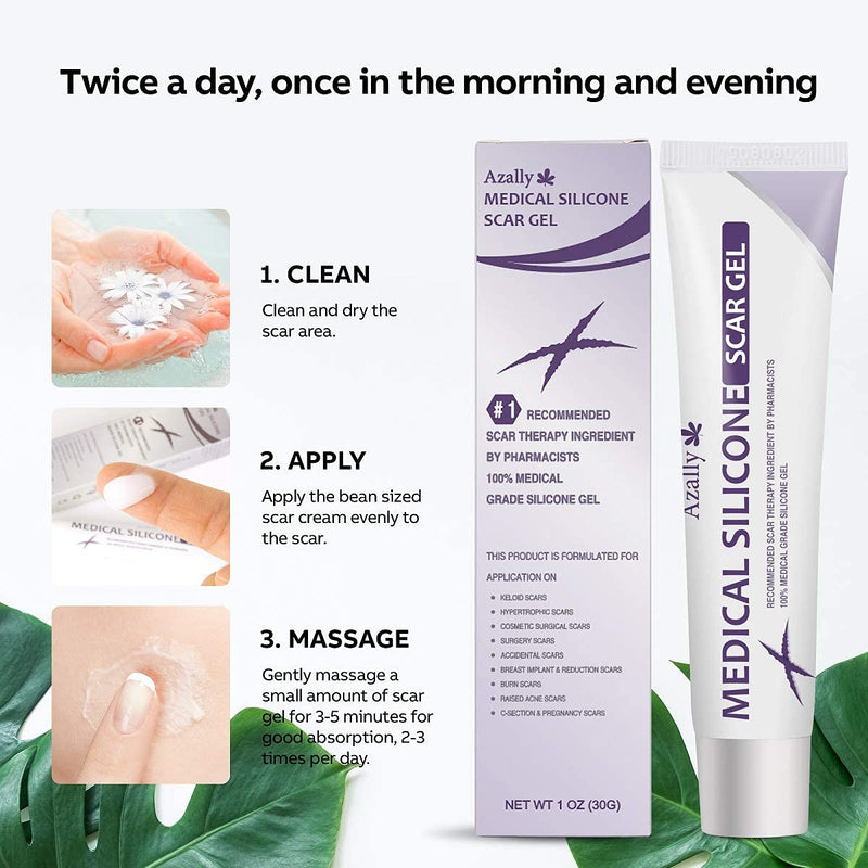 AZALLY Advanced Scar Gel - Scar Diminishing Serum - Reduces The Appearance of Old & New Scars - Best Scar Treatment for Repair Scars from Burns Cuts Acne Spots Stretch Marks - NewNest Australia