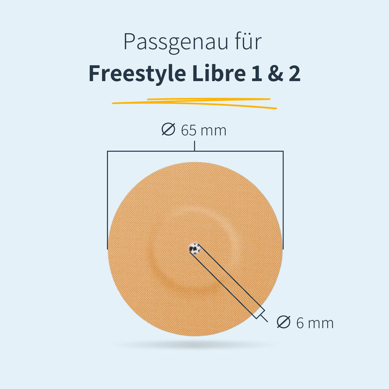 Mysweetstitch - 10 X Plasters For Freestyle Libre 1 & 2 With Ventilation Hole - Made In Germany | Skin-Friendly, Breathable, Waterproof | Outer Diameter 65 Mm, Inner Diameter 6 Mm | Round | Beige - NewNest Australia