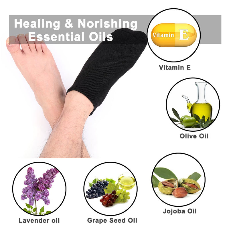 Wendapai Moisturizing Gel Spa Socks, Large Men's SPA Care Socks for Dry Cracked Rough Feet Repair Cracked Skin and Exfoliate US Men 10-15 2 Pairs Black - NewNest Australia