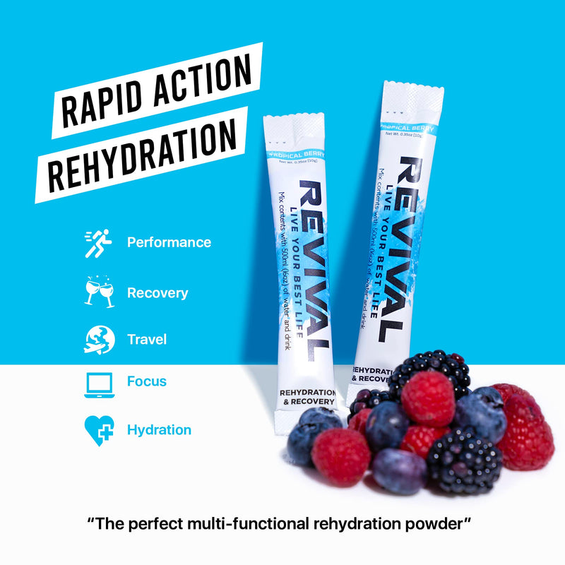 Revival Rapid Rehydration Electrolytes Powder - High Strength Vitamin C, B1, B3, B5, B12 Supplement Sachet Drink, Effervescent Electrolyte Hydration Tablets - 12 Pack Lemon Lime Lemon & Lime 12 Count (Pack of 1) - NewNest Australia
