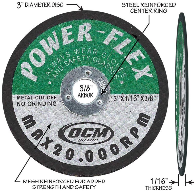 20 Pack - Cut Off Wheels 3 Inch x 1/16 Inch x 3/8 Inch - For Cutting All Steel and Ferrous Metals. - NewNest Australia