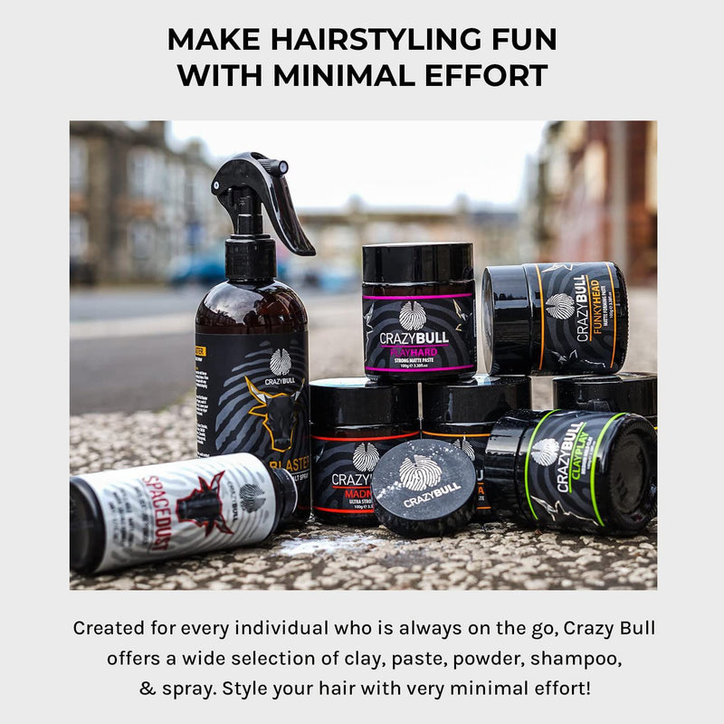 Crazy Bull Pomade - Vegan & Water Based Strong Hold Hair Styler with High Shine Finish - Styling Product with Artificial Beeswax for Thickening, Volumising, & Defining Hair - Light Cologne Scent - NewNest Australia