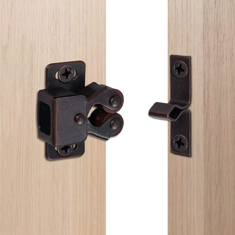 Hardware Roller Catch Justech 12 PCS Double Roller Catch Brown Antique Copper Catch Door Latch with Installation Screws for Cabinet Drawer Closet - NewNest Australia