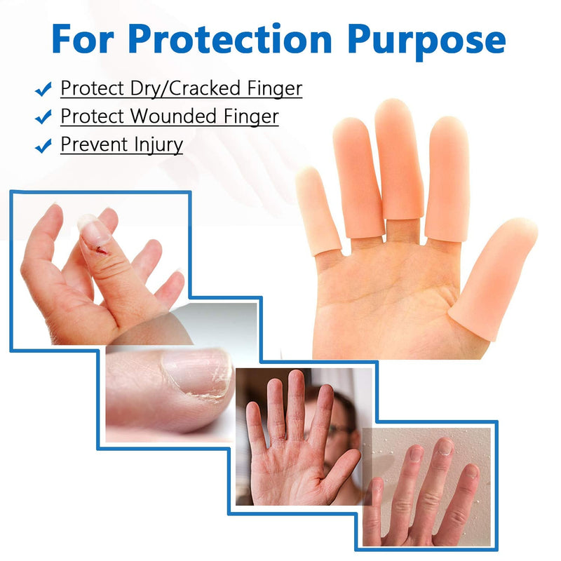 JKcare Large Finger Cots, 10 Pack Silicone Finger Sleeves Support for Trigger Finger & Arthritis - Finger Covers Protector for Cracked Finger, Corn & Callus Pain Relief - NewNest Australia