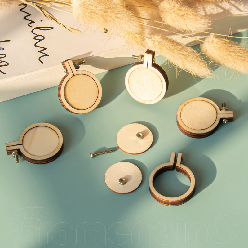 Framendino, 20 Pack Mini Embroidery Hoops Wood Hoops Round Cross Stitch Hoops for Frame Crafts Jewelry - NewNest Australia
