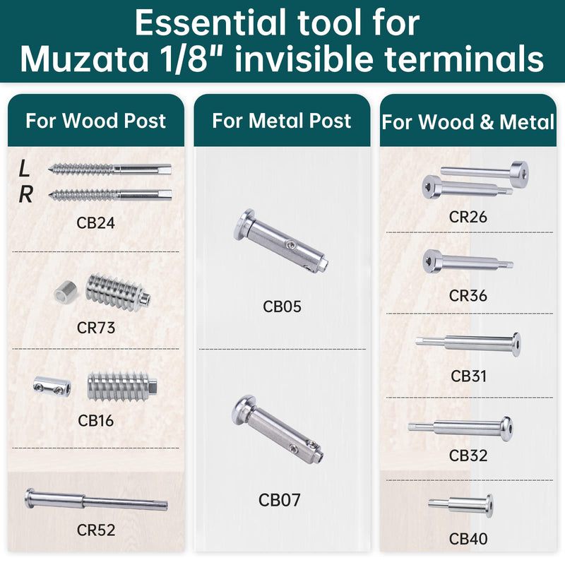 Muzata 1Pc Upgraded Version Custom Socket Wrench for 1/8"Invisible Cable Railing kit Fit for Muzata CV1 Hidden Turnbuckle Tensioner on Wood Metal Posts for Deck Stair CT16, CT1 1/8‘’ 1Pcs - NewNest Australia