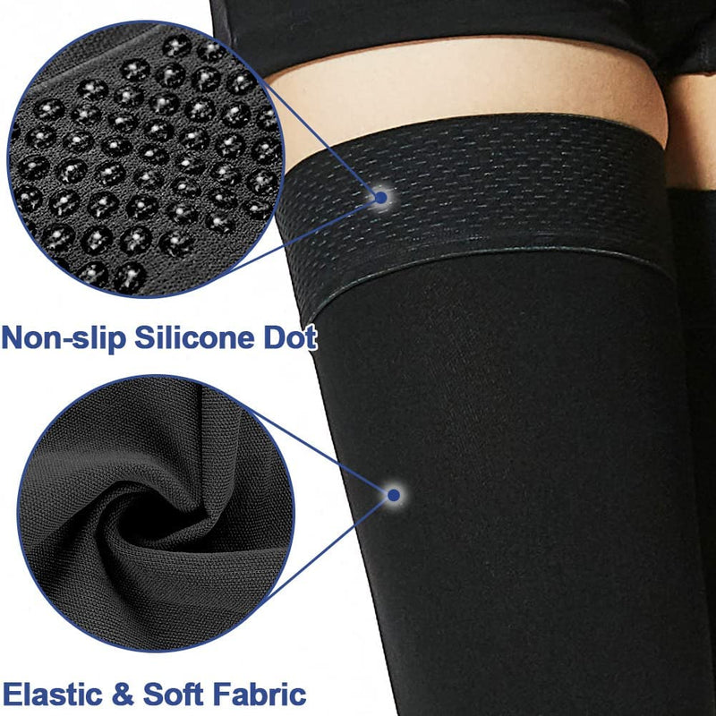 Beister Medical Closed Toe Thigh High Compression Stockings with Silicone Band for Women & Men, Firm 20-30 mmHg Graduated Support for Varicose Veins, Edema, Flight （1 Pair） Black XXL - NewNest Australia