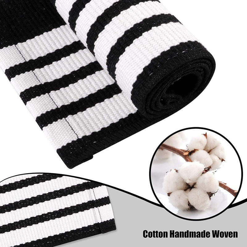 Black and White Doormats Outdoor 2'X3' Cotton Hand-Woven Striped Entryway Rug Machine Washable Front Door Rug for Layered Door Mats Reversible Stripe Carpet for Kitchen/Farmhouse/Bathroom 2' X 3' Black/White - NewNest Australia