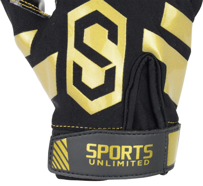 Sports Unlimited Clutch Adult Receiver Football Gloves Black/Gold X-Large - NewNest Australia