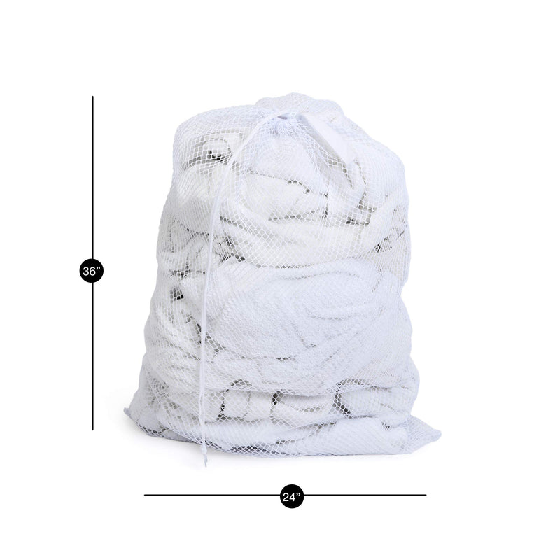 NewNest Australia - Smart Design Heavy Duty Mesh Laundry Bag w/ Push Lock Drawstring - VentilAir Mesh Material - for Clothes & Laundry - Home Organization (Holds 3 Loads) (36 x 24 Inch) [White] White Heavy Duty Laundry Bags 