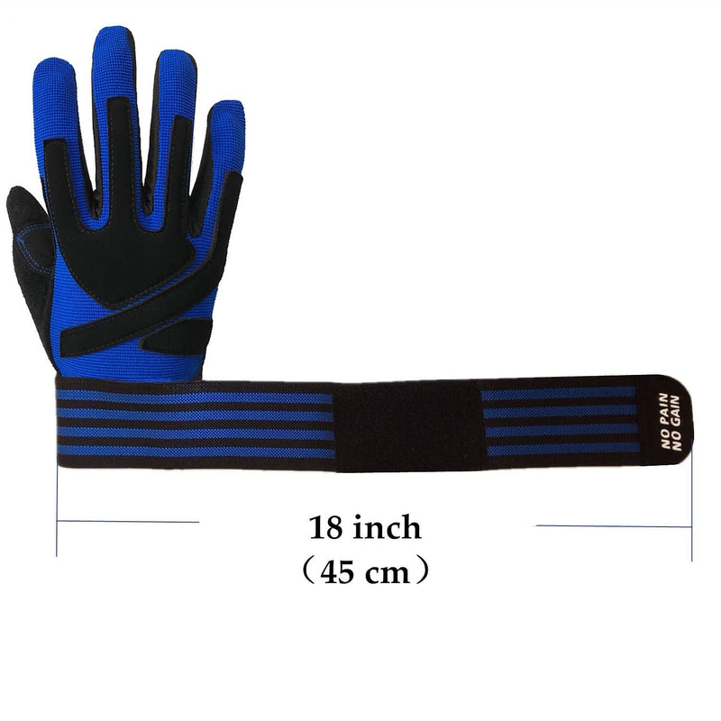 Weightlifting Workout Gloves Full Half Finger with Wrist Strap Support, Padded Grip for Weight Lifting Gym Fitness Exercise Training Men Male Full-Black Large - NewNest Australia