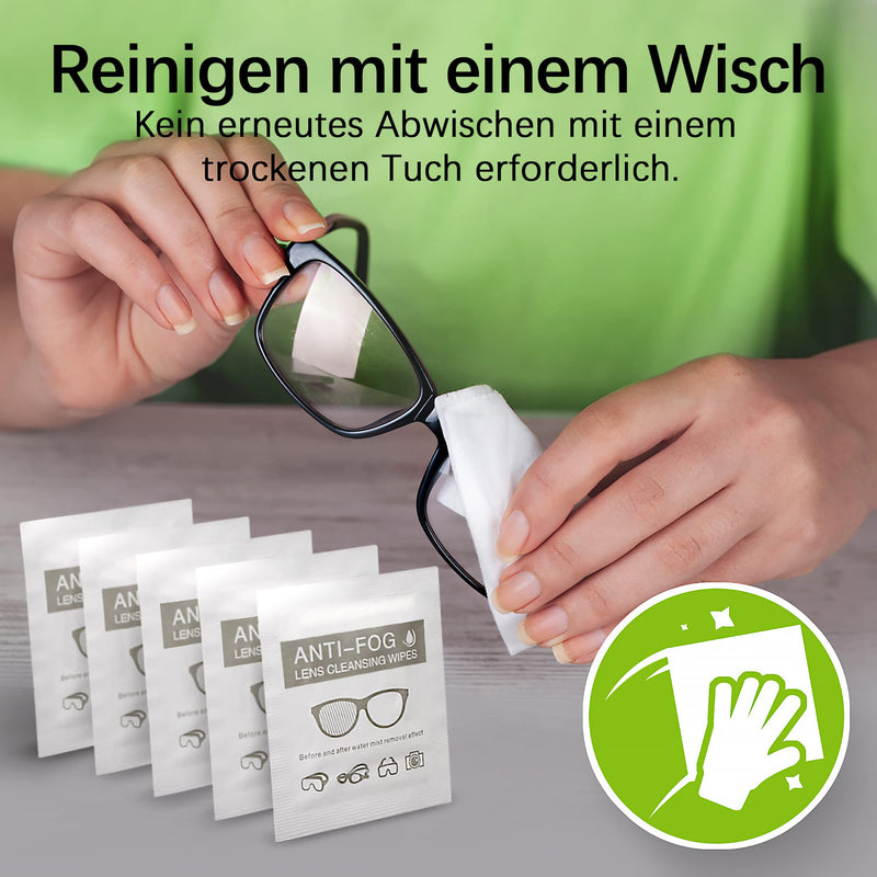 Anti-Fog Cloths for Glasses, EOTW Individually Packed Anti-Fog Cleaning Cloths Fog Blocker for Eye Glasses, Screens and Car Mirrors, Travel Pack of 50 Green - 50 Pieces (Anti-Fog) - NewNest Australia