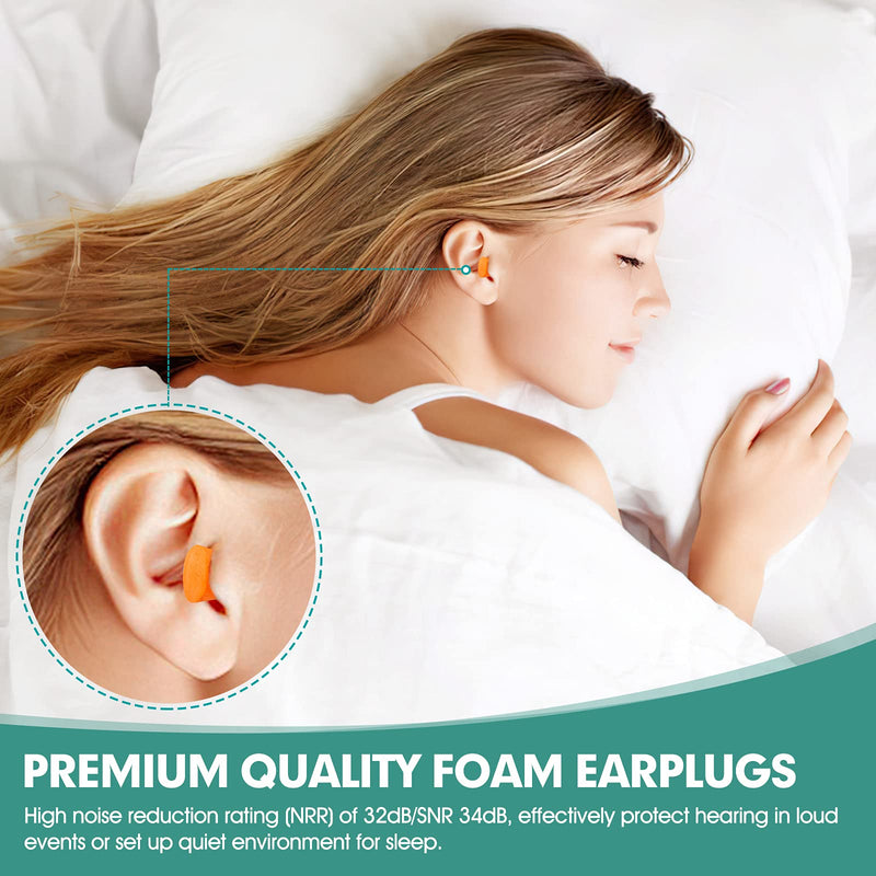 LiteTour 50 Pairs Noise Canceling Earplugs Ultra Soft Foam Earplugs for Sleeping Snoring Noise Canceling Reusable Earplugs Orange 50pcs (1 Pack) - NewNest Australia