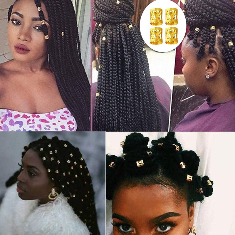 FOGAWA 120Pcs Aluminum Dread Locks Hair Jewelry Rings Gold Braid Beads Adjustable Metal Cuffs Hair Braid Rings Dreadlocks Braiding Beads Accessories for Women Girls Men Hair Decoration 8mm - NewNest Australia
