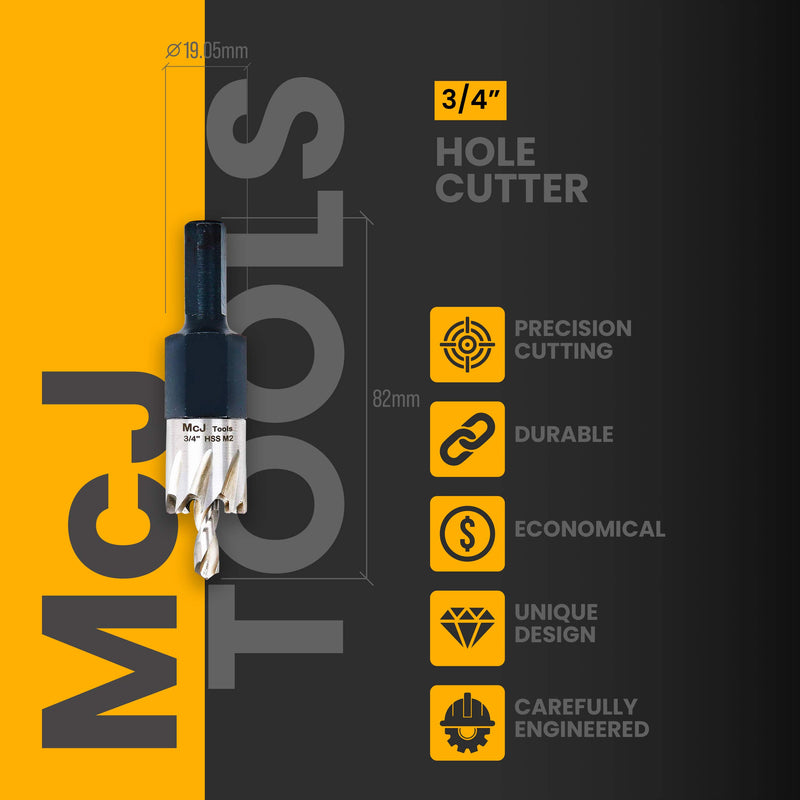 McJ Tools 3/4 Inch HSS M2 Drill Bit Hole Saw for Metal, Steel, Iron, Alloy, Ideal for Electricians, Plumbers, DIYs, Metal Professionals 3/4" - NewNest Australia