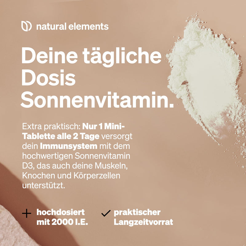 natural elements Vitamin D3 2000 IU 365 tablets for bones and