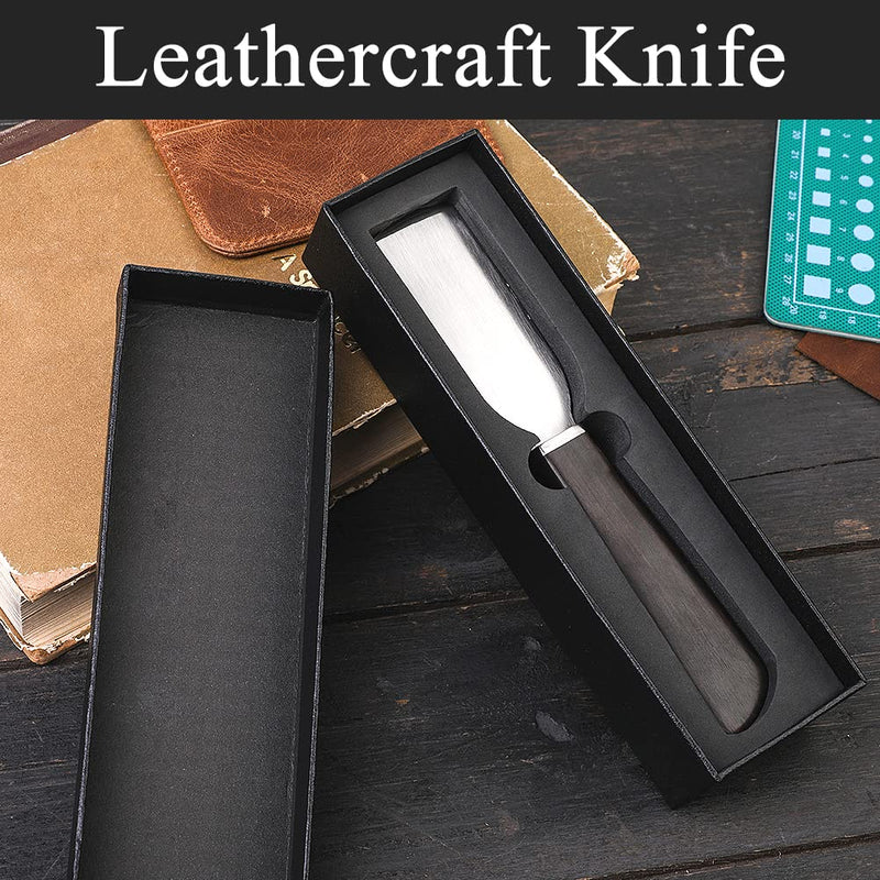 Professional Leather Craft Cutting Knife, Round Skiver Knife, DIY Craft Knife Sharping Skiving Tool High-Carbon Steel Blade Sandalwood Handle - NewNest Australia
