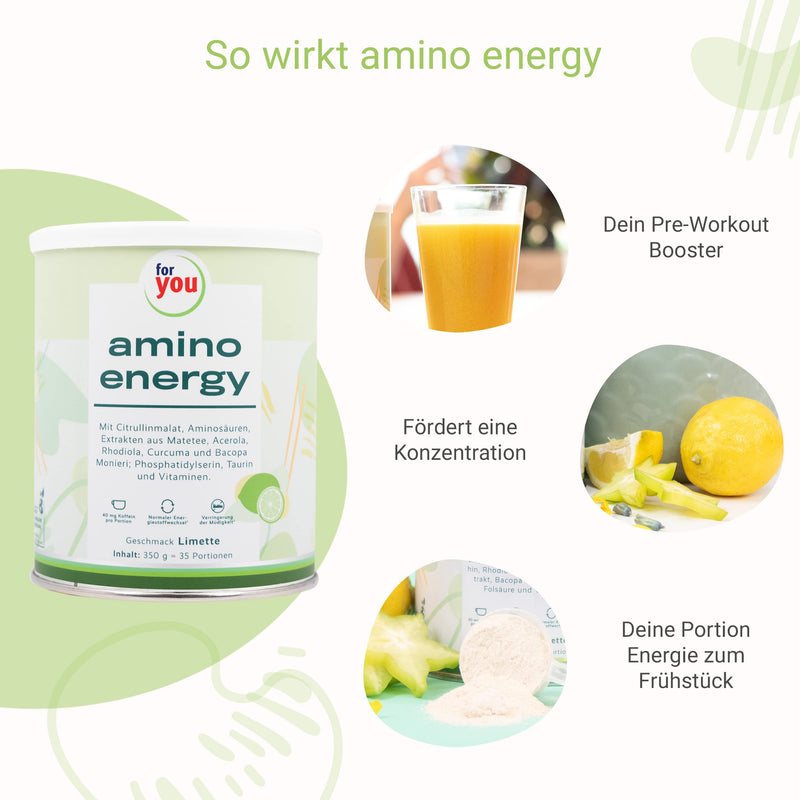 Amino Energy Lime I Pre-Workout Booster | 350 G Amino Acids Powder With Citrulline Malate, Dextrin, L-Tyrosine, Taurine, Caffeine From Mate Tea Extract | For More Energy Concentration - NewNest Australia
