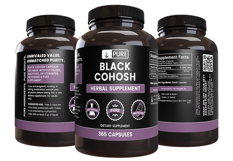 Pure Original Ingredients Black Cohosh (365 Capsules) No Magnesium Or Rice Fillers, Always Pure, Lab Verified 365 Count (Pack of 1) - NewNest Australia