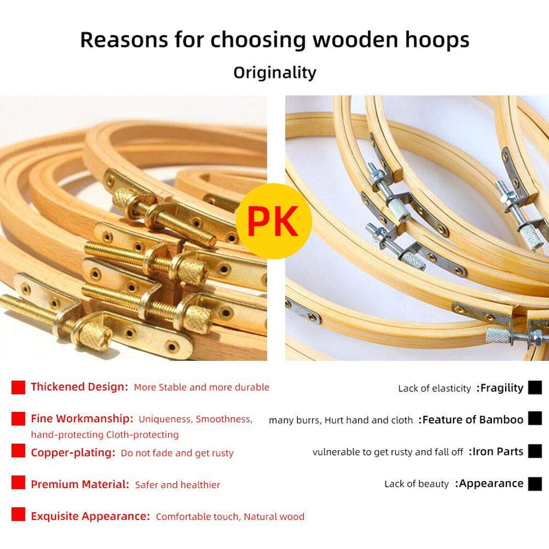 2 Pack 5 Inch Wood Embroidery Hoop, Guofa Embroidery Hoop Ring Circle Cross Stitch Hoops Set Embroidery Kits for Art Craft Sewing and Hanging 2PCS Wood Hoop (5 inch) - NewNest Australia