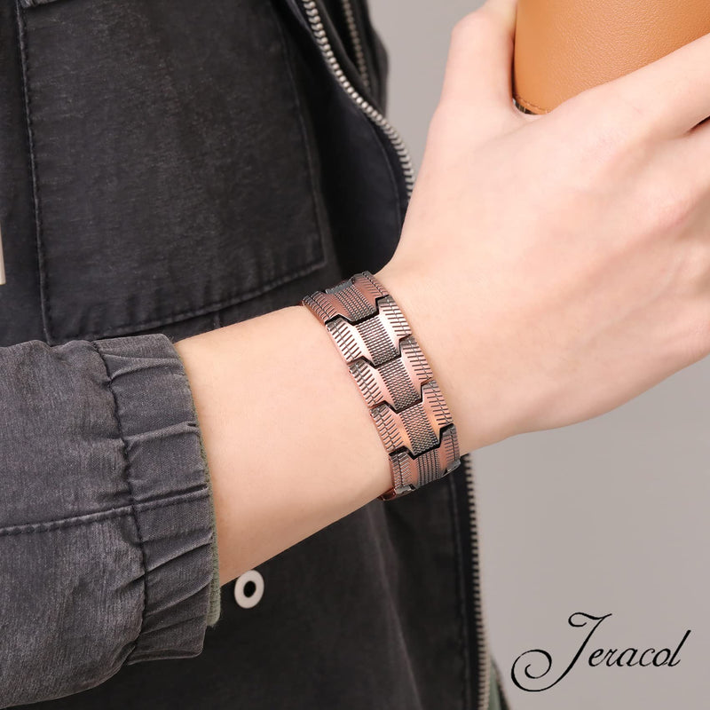 Jeracol 99.99% Soild Copper Magnetic Bracelets for Men,3X Ultra Strength Magnets(3500 Gauss) Magnetic Bracelets,Magnetic Wristband Brazaletes for Anniversary,Adjustable Size&Jewelry Gift Box C-copper - NewNest Australia