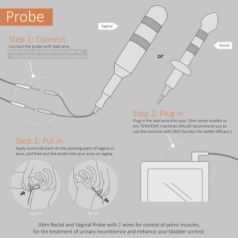 iStim Probe for Kegel Exercise, Pelvic Floor Electrical Muscle Stimulation, Incontinence - Compatible with TENS/EMS Approved (Vaginal - Large) - NewNest Australia