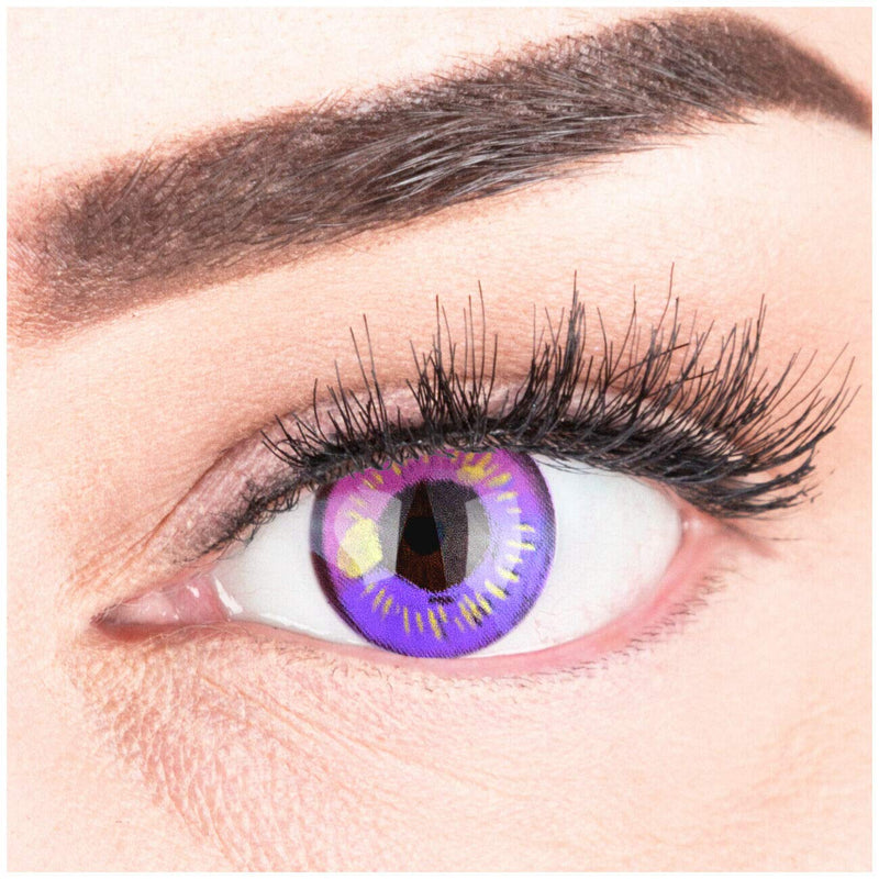 Colored Purple Contact Lenses Anime Violet Circle Lenses Heroes Of Cosplay Strong Opaque Without Prescription with free lens case - NewNest Australia