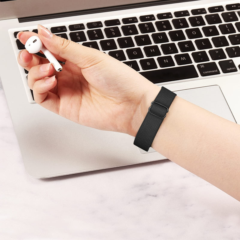 Fintie Elastic Bands Compatible with Fitbit Inspire 2 / Inspire HR/Inspire, Adjustable Stretchy Nylon Loop Band Breathable Replacement Strap Accessory Wristband, Black - NewNest Australia