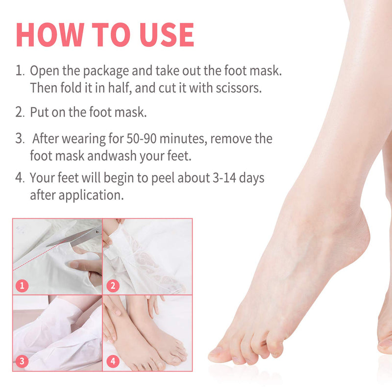 Foot Peel Mask, 3 Pack JVR Lactic Acid Foot Mask, Footner Exfoliating Socks, Foot Care for Callus Remove, Repair Cracked Heel & Dead, Dry & Hard Skin Size 10(UK) 10(uk) - NewNest Australia