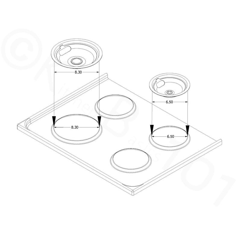 KITCHEN BASICS 101 316048413 and 316048414 Replacement Chrome Drip Pans for Frigidaire Kenmore - Includes 2 6-Inch and 2 8-Inch Pans, 4 Pack - NewNest Australia
