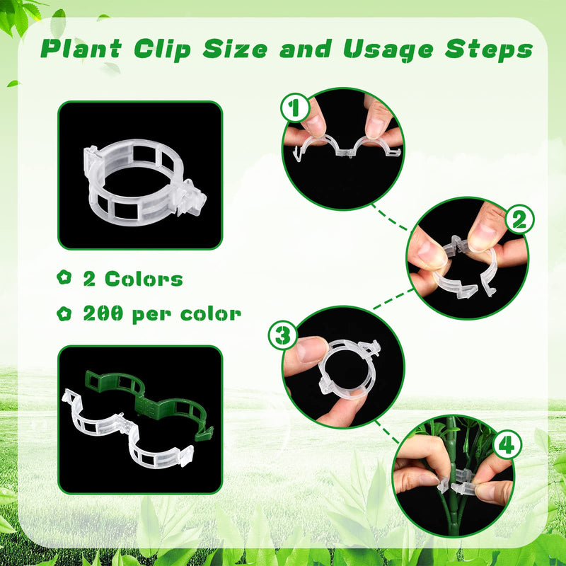 400 Pieces Plastic Garden Plant Support Clips Tomato Clips Grape Vine Cucumber Clips Vegetables Tomato Trellis Clips Plant Clips for Tomato Flower Squash Vine to Grow Upright Makes Plants Healthier - NewNest Australia