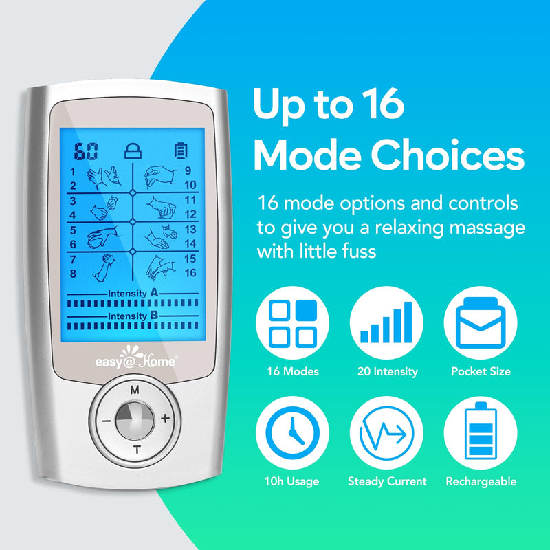 TENS Machine for Pain Relief - Easy@Home Dual Channel TENS Unit + Muscle Stimulator with 16 Modes and 2"x3" Pads – for Back, Sciatica, Leg, Muscle and Joint Pain Relief (Dual Channel) - NewNest Australia