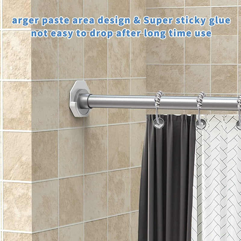 Adhesive Shower Curtain Rod Tension Holder,Shower Rod Holder, Shower Curtain Rod Holder for Wall,Rod Retainer,Shower Rod Mount Retainer | No Drilling | Stick On | 2 Pack(Shower Curtain Rod Not Included) Polygon white - NewNest Australia