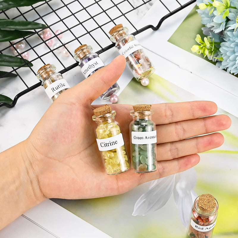 12Pcs Crystals Gemstone Bottles Set, Healing Crystal Tumbled Stones Collection Kit Natural Quartz Gravel Wishing Bottle, Reiki, Healing, Meditation, DIY Decorations 12 Colors - NewNest Australia