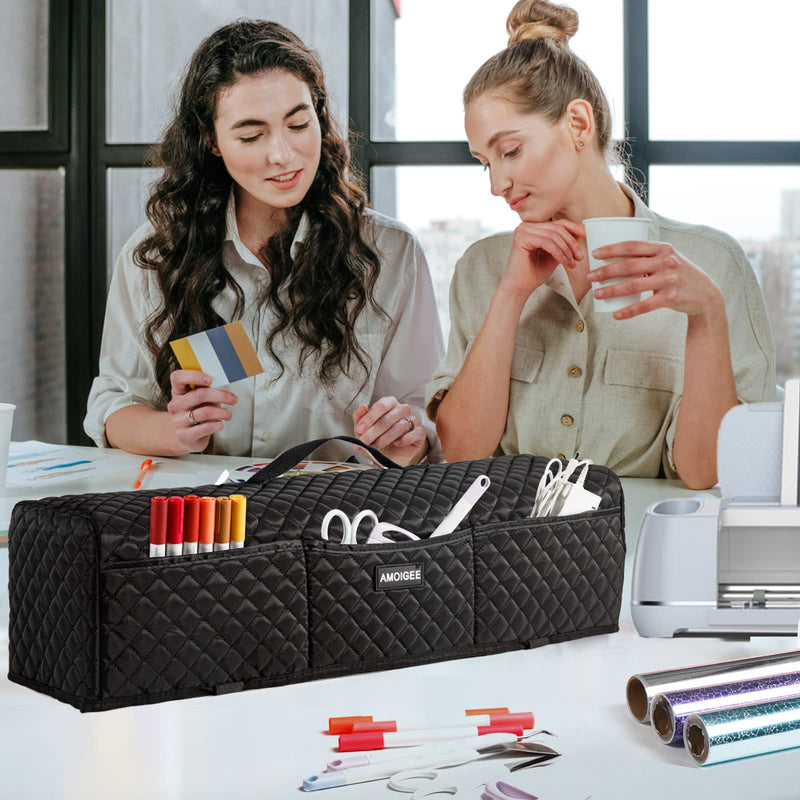 AMOIGEE Padded Dust Cover Compatible with Cricut Maker, Cricut Maker 3, Explore Air 2, Cricut Explore 3 Machine, with Pockets for Cricut Accessories Black - NewNest Australia