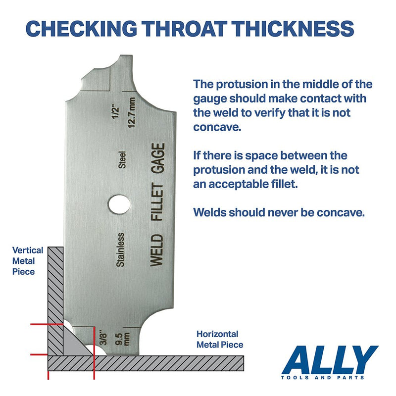 Ally Tools 7 Piece Fillet Welding Inspection Gauge Set Includes Leather Case - (1/8" - 1") Ulnar Metric & Inch - Perfect for Checking Leg Length and Throat Thickness for Professional Welders - NewNest Australia