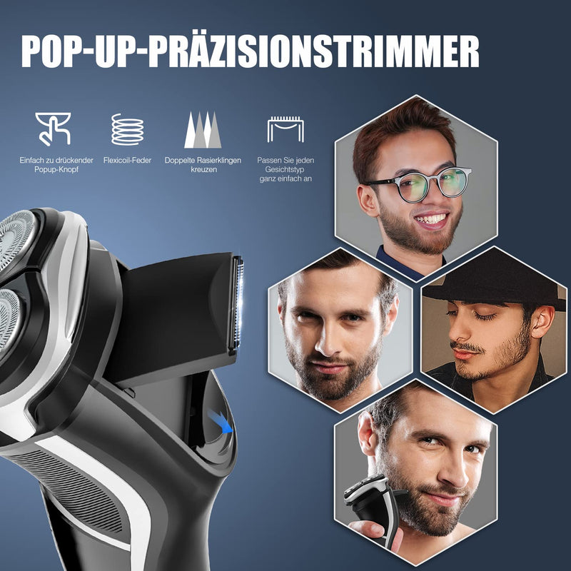 Max-T Upgraded 3D Proskin Led Razor Men'S Electric Wet And Dry Shaver With Travel Lock And Pop-Up Precision Trimmer, Rechargeable And Wireless, Gifts For Men, Black - NewNest Australia