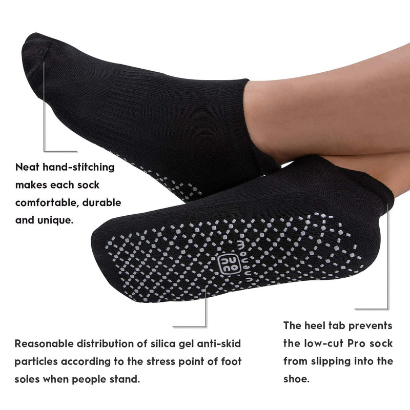 unenow Unisex Non Slip Grip Socks with Cushion for Yoga, Pilates, Barre, Home & Hospital 4 Pairs-4 Pairs of Black Large - NewNest Australia