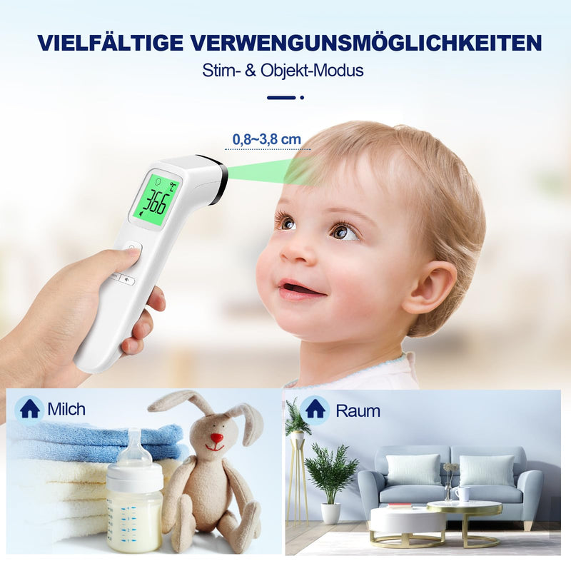 Fever Thermometer Contactless Forehead Thermometer, Digital Infrared Thermometer for Babies and Adults with Instant Accurate Readings, Fever Alarm, LCD Display and 35 Memory Recall (Cream) Cream - NewNest Australia